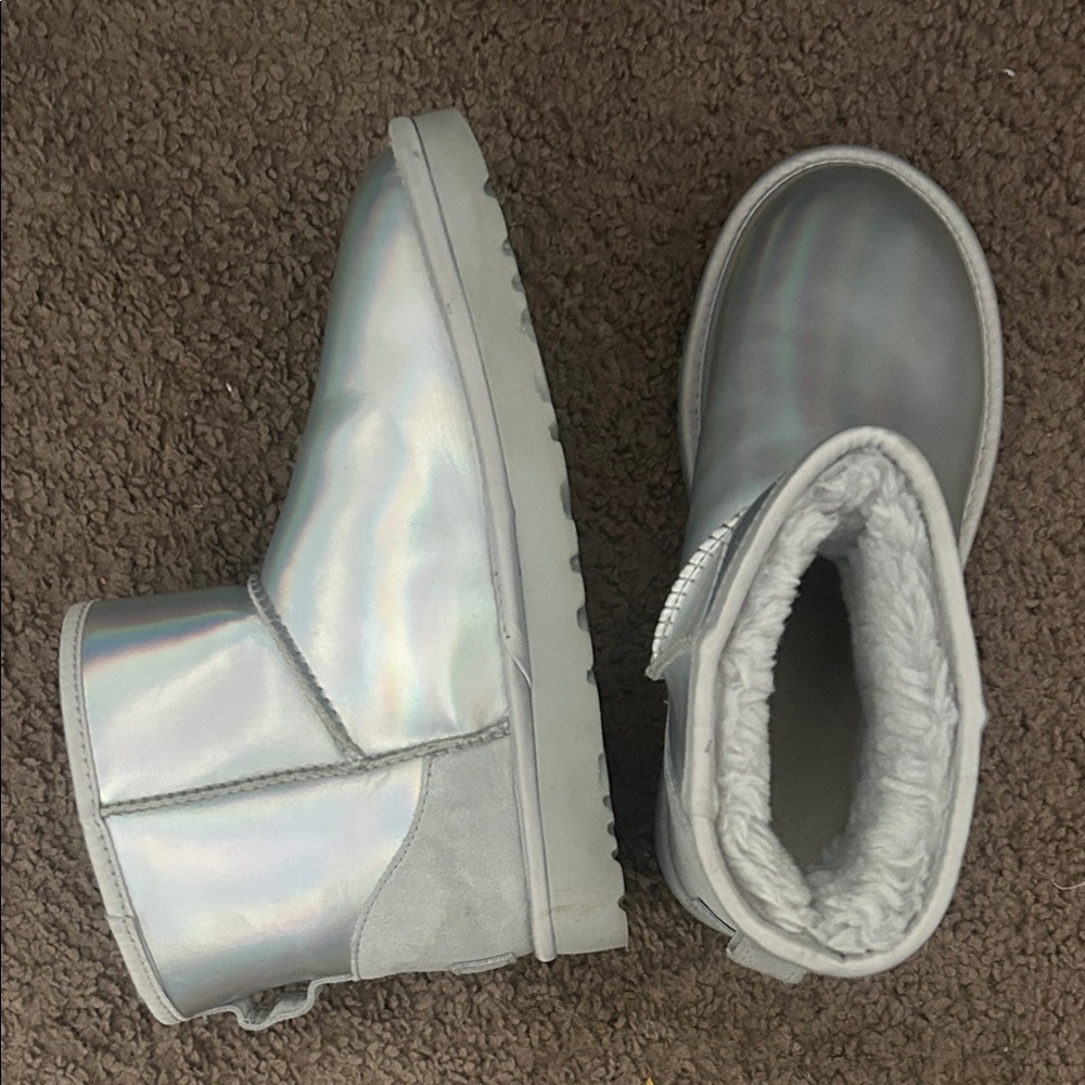 Silver Iridescent Ankle Boots